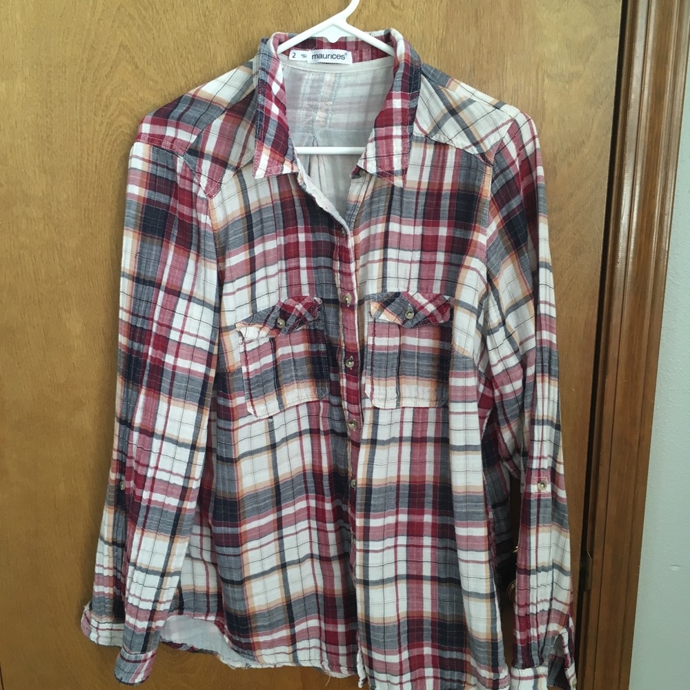 Light weight long sleeve cute plaid shirt .